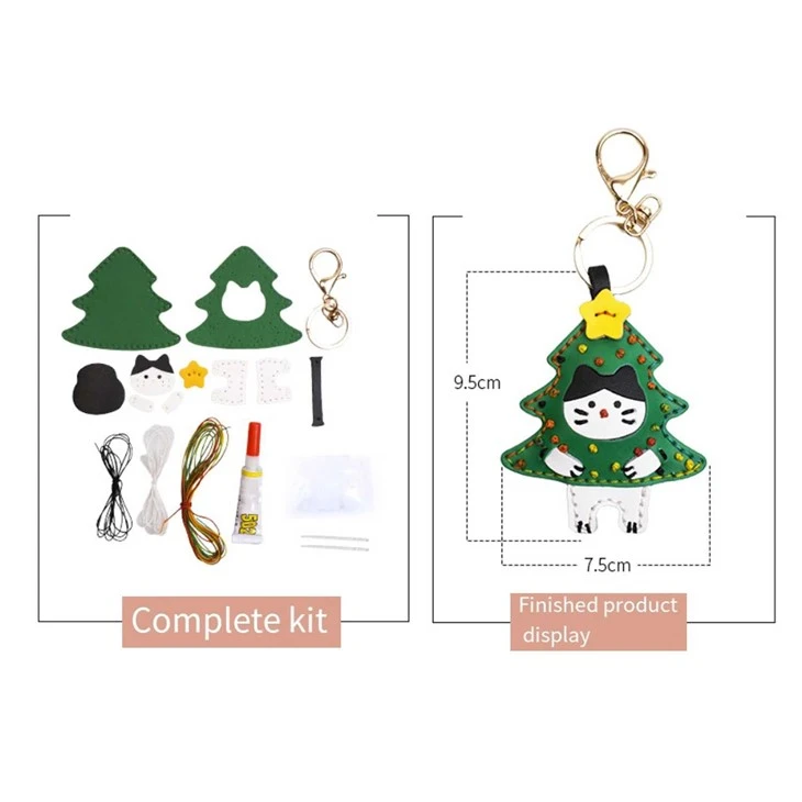 DIY Christmas Cat Leather Keychain